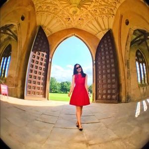 Midi red dress sturdy material